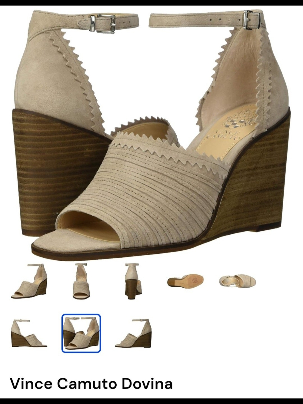 Vince Camuto Dovina Sandal Wedges in Beige Suede